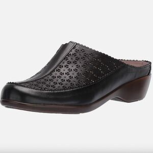 Easy Spirit Womens Dusk Black Leather Slip On Slides Mules Shoes 9.5